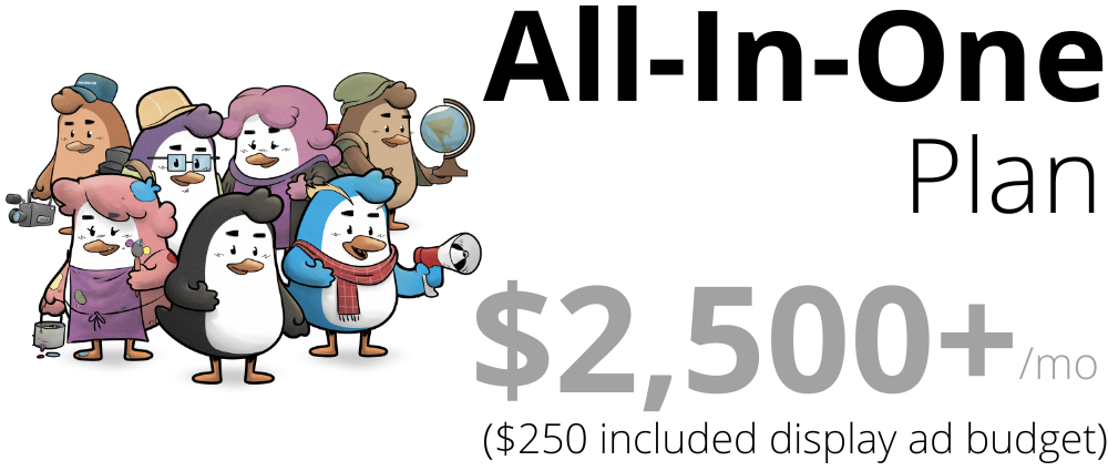 All-In-One Plan, $2,500+/mo, includes a $250 display ad budget